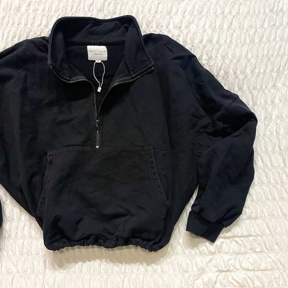 🌟 AllFenix Black Half Zip Drawstring Pullover Size Large | Athleisure Hoodie